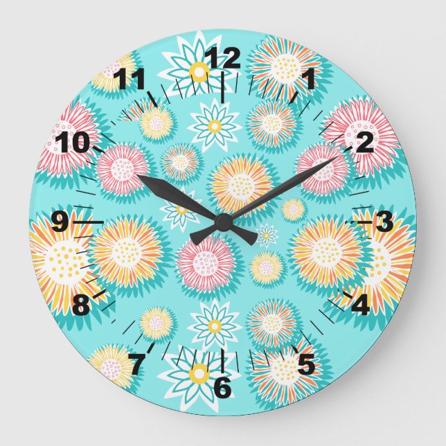 Pretty Pastel Pattern Unique Decorative Wall Large Clock (Front)