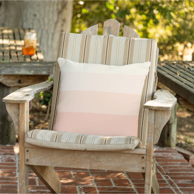 Pretty Pastel Peach Blush Cream Stripes Pattern Cushion (Chair)