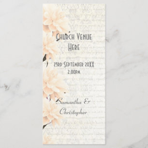 Pretty pastel peach floral church wedding program