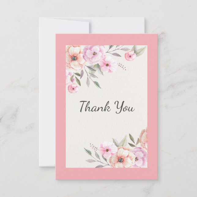 Pretty Pastel Petals Thank You Card (Front)