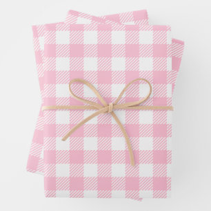 Pretty Pastel Pink And White Buffalo Plaid  Wrapping Paper Sheet