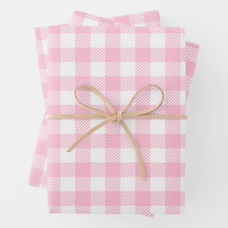 Pretty Pastel Pink And White Buffalo Plaid  Wrapping Paper Sheet