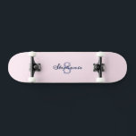 Pretty Pastel Pink Elegant Simple Cute Monogrammed Skateboard<br><div class="desc">Elevate your skateboard rides with personalised pink perfection. This pretty deck is a soft pastel pink,  an elegant backdrop to a monogram formed of your initial and name. With refreshing elegance,  this skateboard makes a cute personalised gift and a fun accessory to complement your style.</div>