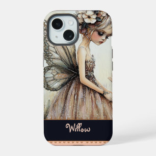 Pretty Pastel Pink Floral Fairy Personalised iPhone 15 Case