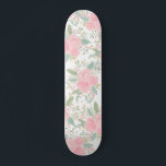 Pretty pastel pink floral watercolor gold glitter skateboard<br><div class="desc">Pretty pastel pink floral watercolor gold glitter with hand painted pink roses flowers,  gold glitter sparkles confetti and greenery</div>