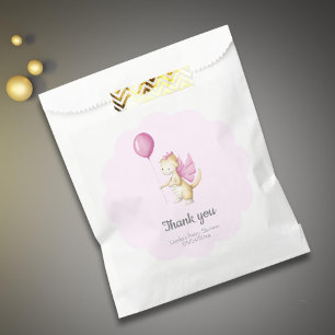 Pretty Pastel Pink Girl Dragon Baby Shower Party Favour Bag