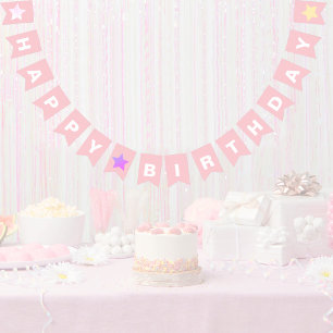 Pretty Pastel Pink Girly Happy Birthday Bunting
