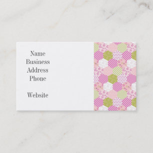 Pretty Pastel Pink Green Patchwork Quilt Design Business Card