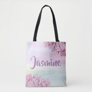 Pretty Pastel Pink Hydrangea Watercolor Tote Bag