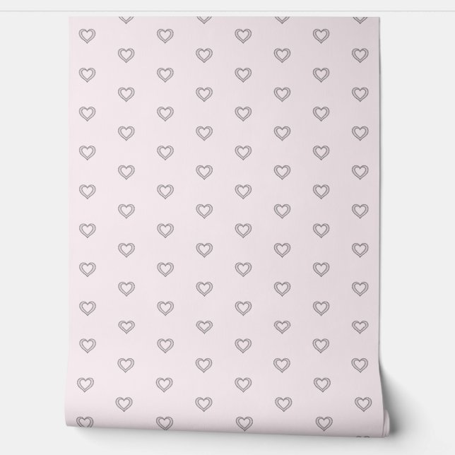 Pretty Pastel Pink Love Hearts Pattern Abstract Wallpaper (Unrolling)