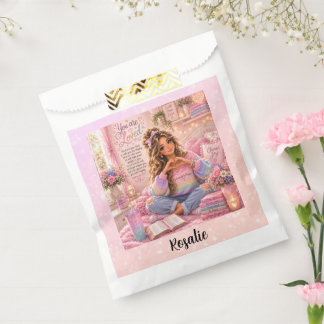 Pretty Pastel Pink Rainbow Christian Girl Bible Favour Bag