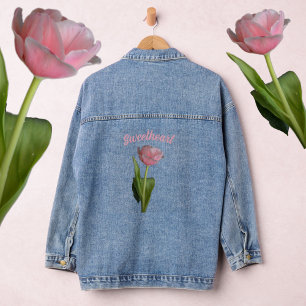Pretty Pastel Pink Tulip Denim Jacket