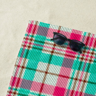Pretty Pastel Plaid Beach Towel
