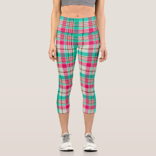 Pretty Pastel Plaid Capri Leggings