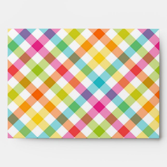 Pretty Pastel Plaid Happy Mail Envelope (Front)