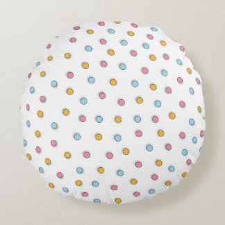 Pretty Pastel Polka Dot Round Pillow
