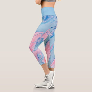 Pretty pastel poured paint capri leggings