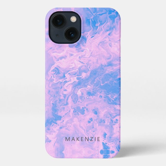 Pretty pastel poured paint personalised iPhone case (Back)