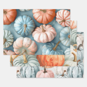 Pretty Pastel Pumpkins Wrapping Paper Sheet