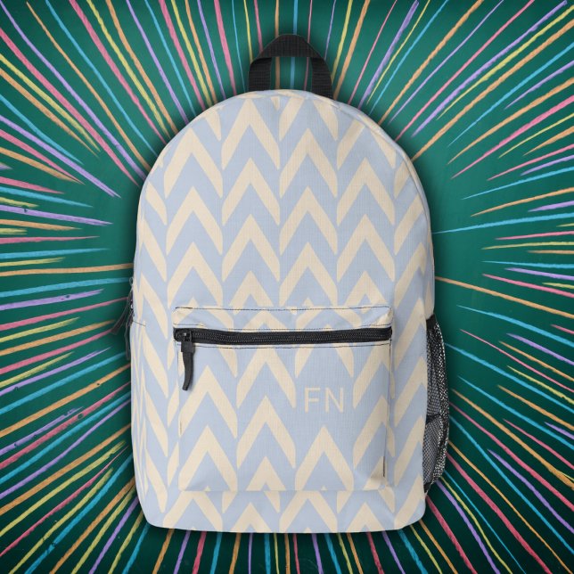 Pretty Pastel Purple Chevron Monogram Initials Printed Backpack (Creator Uploaded)