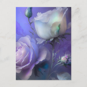 Pretty Pastel Purple Iridescent Flowers Postcard