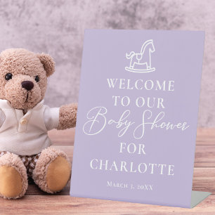 Pretty Pastel Purple Welcome to Our Baby Shower Pedestal Sign