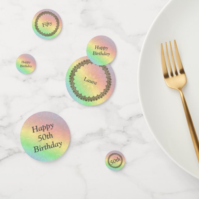 Pretty Pastel Rainbow 50th birthday Confetti (Group)