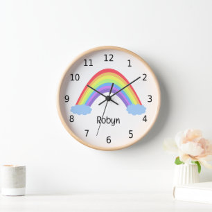 Pretty pastel rainbow and clouds, your name clock