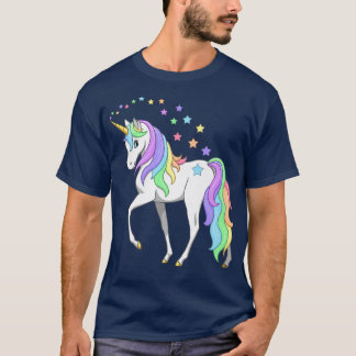 Pretty Pastel Rainbow Colors Unicorn Stars T-Shirt