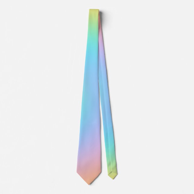 Pretty Pastel Rainbow Gradient Neck Tie (Front)