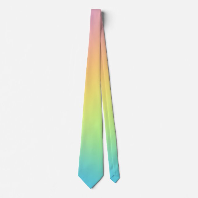Pretty Pastel Rainbow Gradient Wedding Neck Tie (Front)