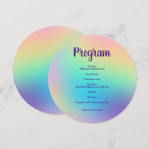 Pretty Pastel Rainbow Gradient Wedding Program