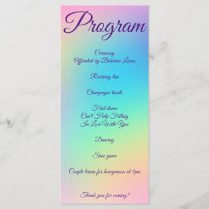 Pretty Pastel Rainbow Gradient Wedding Program