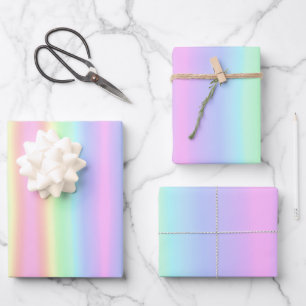 Pretty Pastel Rainbow Gradient Wrapping Paper Sheet