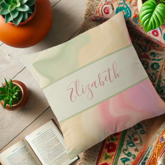 Pretty Pastel Rainbow Personalised Modern Cushion (Creator Uploaded)