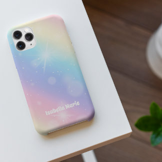 Pretty Pastel Rainbow Sparkle Girly Personalised iPhone 13 Case