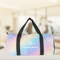 Pretty Pastel Rainbow Sparkle Personalised Duffle Bag