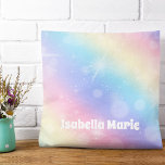 Pretty Pastel Rainbow Sparkle Personalised Girly Cushion<br><div class="desc">Decorate your little girl's room with a pretty pastel rainbow sparkle pillow that features your child's name in cute white writing. This magical kids bedroom decor exemplifies the enchantment of childhood.</div>