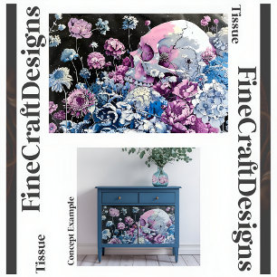 Pretty Pastel Skull And Floral Decoupage Right 145 Tissue Paper