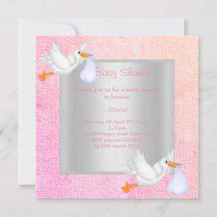 PRETTY PASTEL STORK BABY SHOWER INVITATION