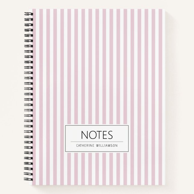 Pretty Pastel Stripe Pattern Pink Notebook (Front)