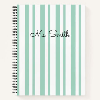 Pretty Pastel Striped Pattern Green Notebook
