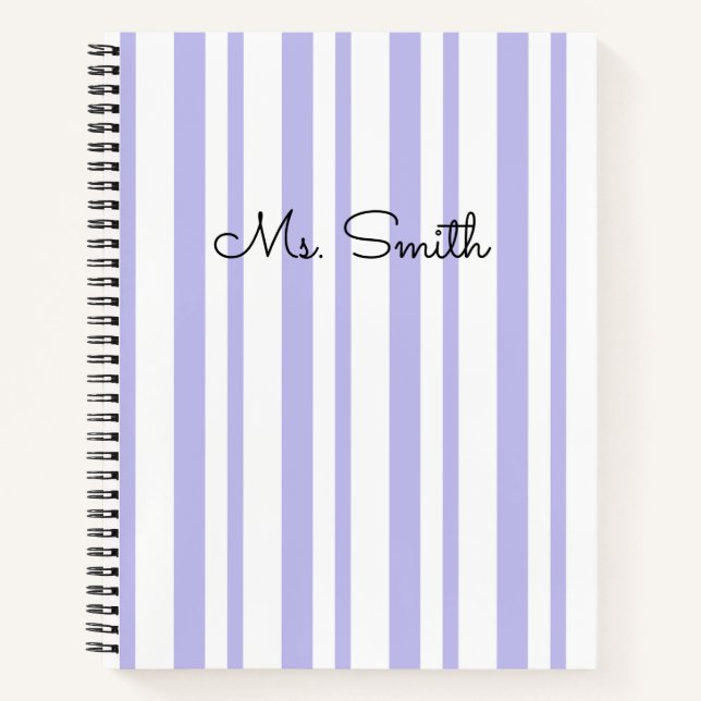 Pretty Pastel Striped Pattern Purple Notebook (Front)
