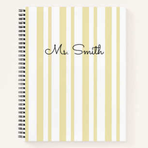 Pretty Pastel Striped Pattern Yellow Notebook