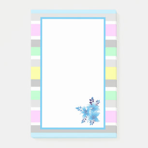 Pretty Pastel Stripes and Flowers Post-it Notes