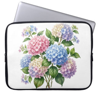 PRETTY PASTEL SUMMER HYDRANGEA FLOWERS LAPTOP SLEEVE