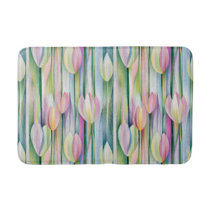 Pretty pastel Tulips pattern Bath Mat