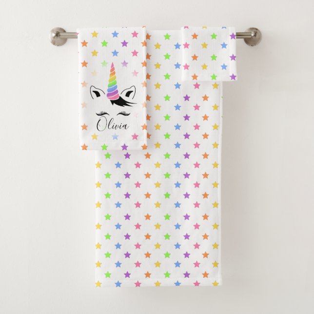 Pretty Pastel Unicorn Bath Towel Set (Insitu)