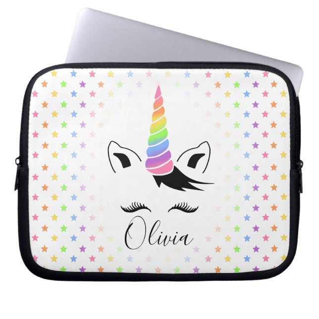 Pretty Pastel Unicorn Laptop Sleeve (Front)