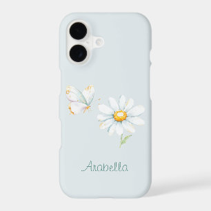 Pretty Pastel Watercolor Butterfly and Daisy
